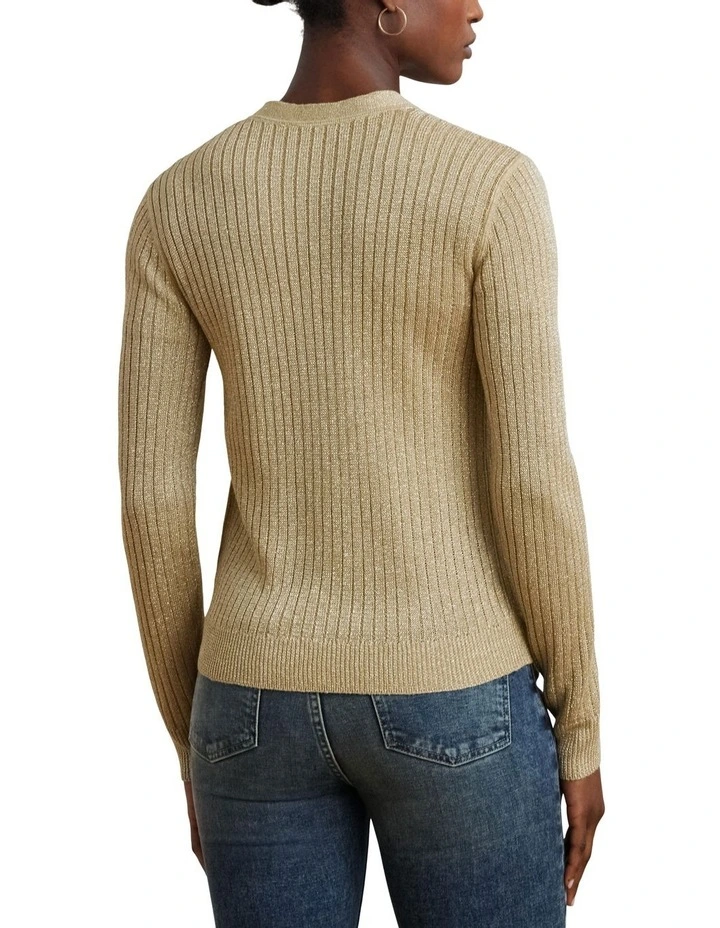 Metallic Linen-Blend Rib-Knit Cardigan image 2