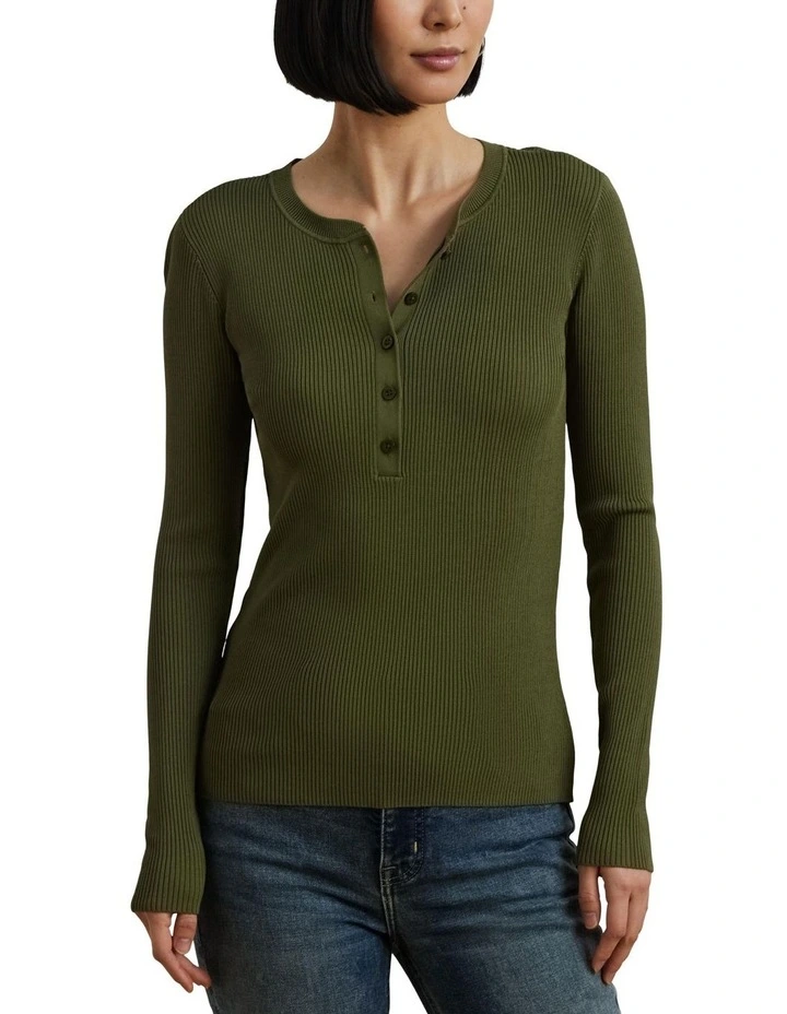 Rib-Knit Henley Sweater image 1