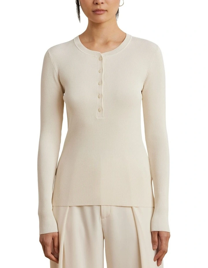 Rib-Knit Henley Sweater image 1