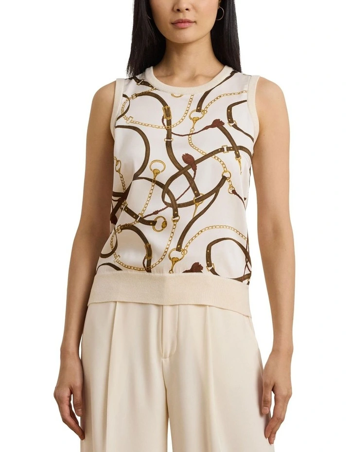 Belting-Print Sleeveless Sweater image 1