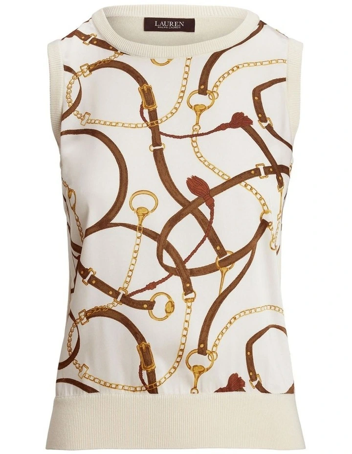Belting-Print Sleeveless Sweater image 4