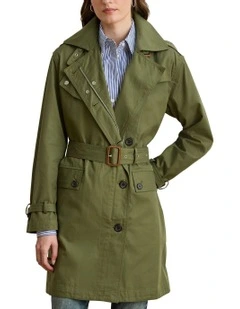 Belted Cotton Twill Trench Coat