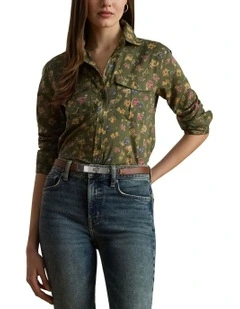 Classic Fit Floral Cotton Voile Shirt