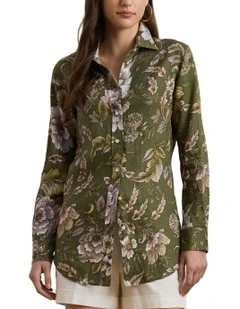 Relaxed Fit Floral Linen Shirt
