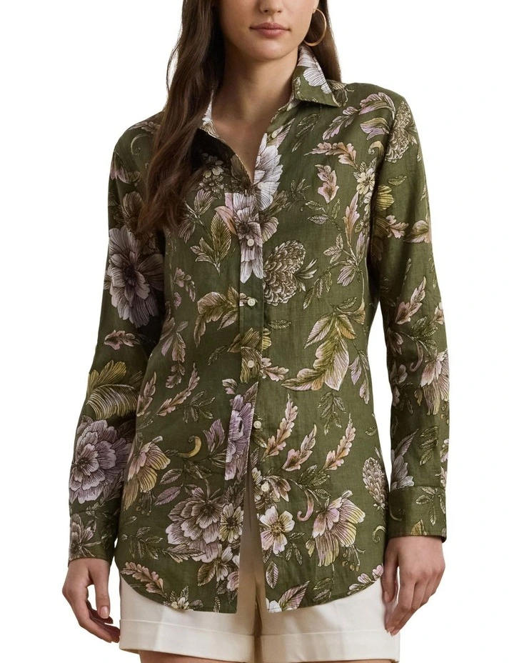 Relaxed Fit Floral Linen Shirt image 1