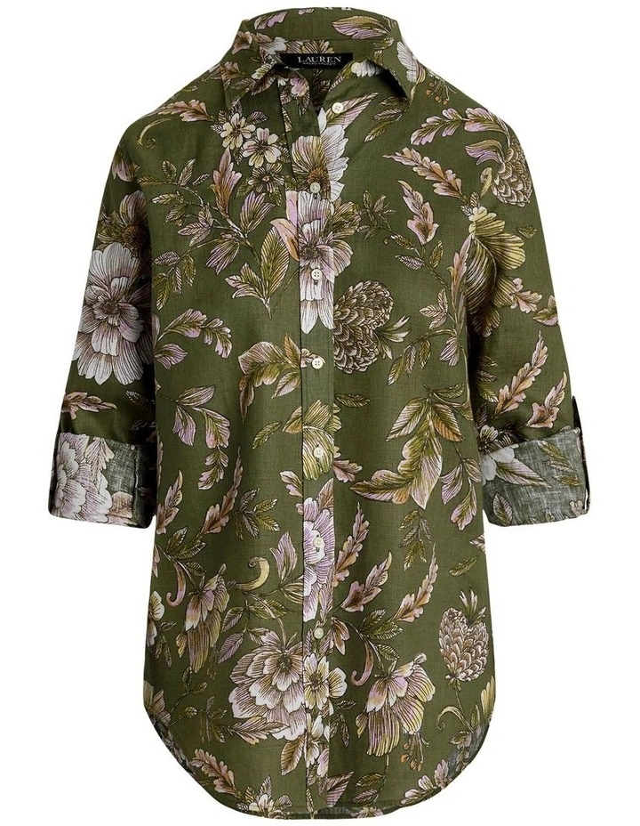 Relaxed Fit Floral Linen Shirt image 4