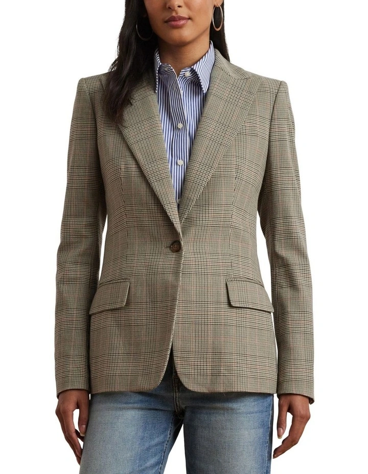 Glen Plaid Cotton-Blend Twill Blazer image 1