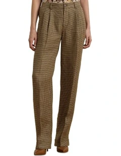 Houndstooth Pleated Linen Twill Pant
