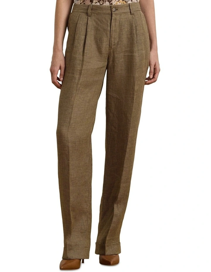 Houndstooth Pleated Linen Twill Pant image 1