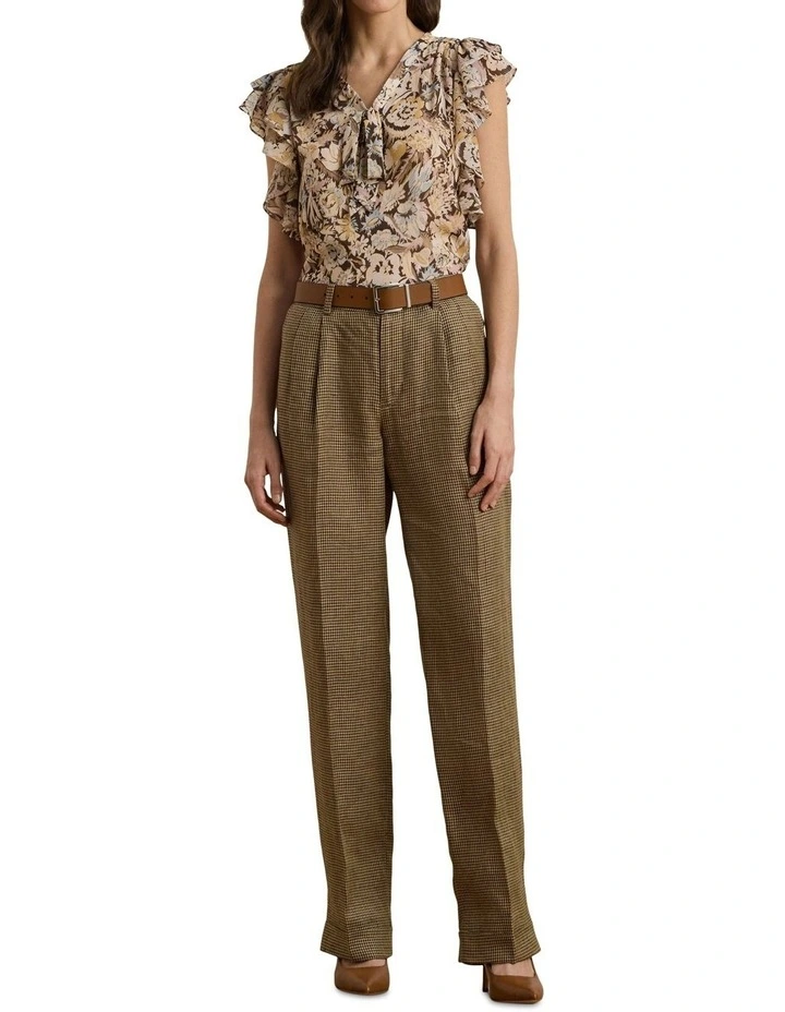 Houndstooth Pleated Linen Twill Pant image 3