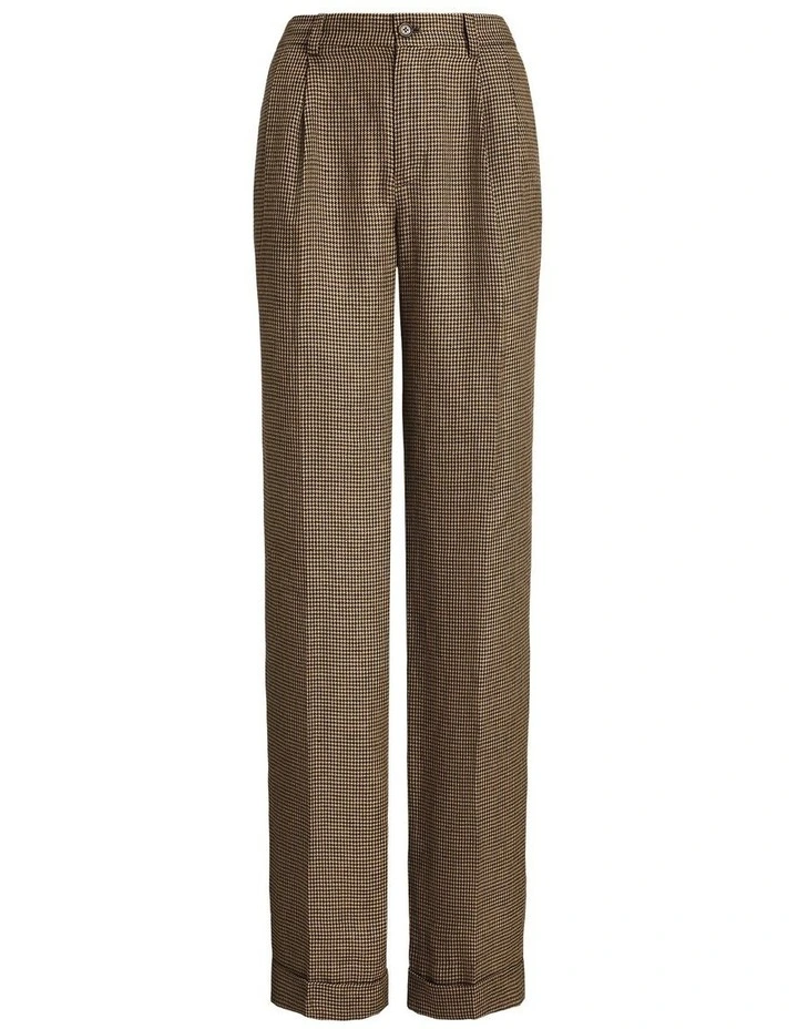 Houndstooth Pleated Linen Twill Pant image 4