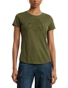 Embroidered-Logo Cotton-Blend Jersey Tee