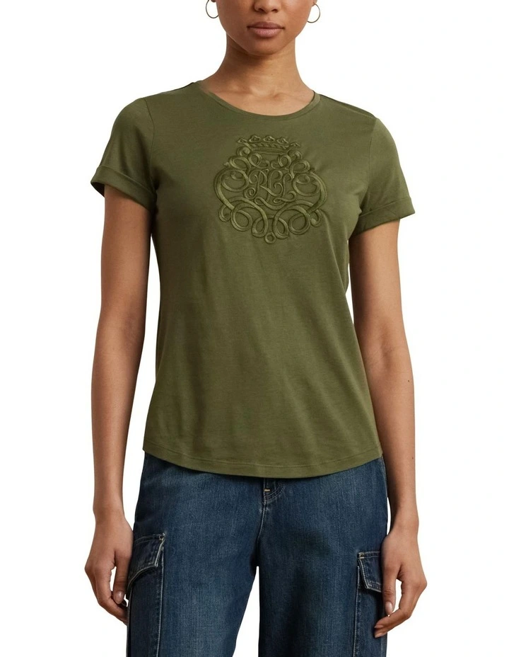 Embroidered-Logo Cotton-Blend Jersey Tee image 1