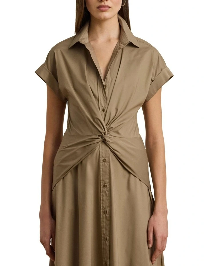 Twist-Front Cotton-Blend Shirtdress image 1