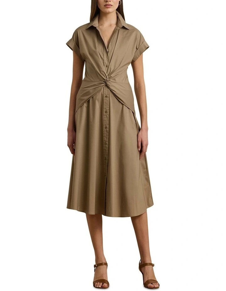 Twist-Front Cotton-Blend Shirtdress image 3