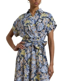 Floral Belted Crepe Dress
