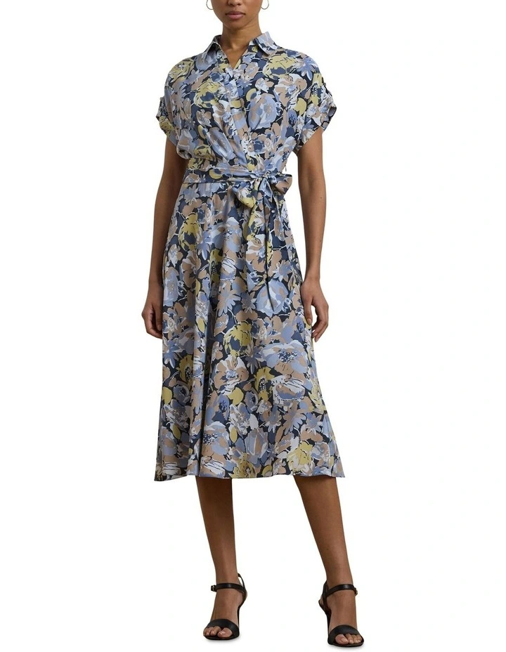 Floral Belted Crepe Dress image 3