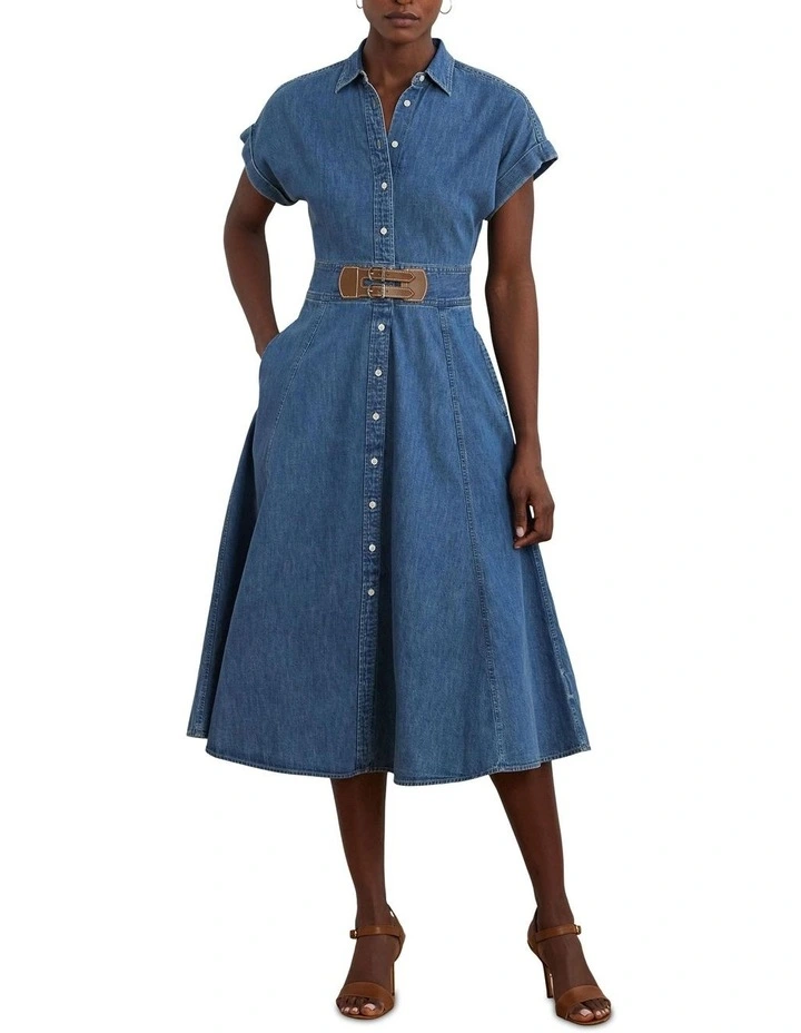 Buckle-Trim Denim Shirtdress image 3