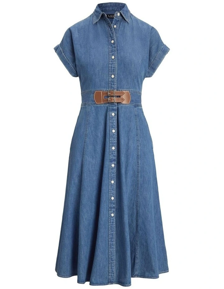 Buckle-Trim Denim Shirtdress image 4