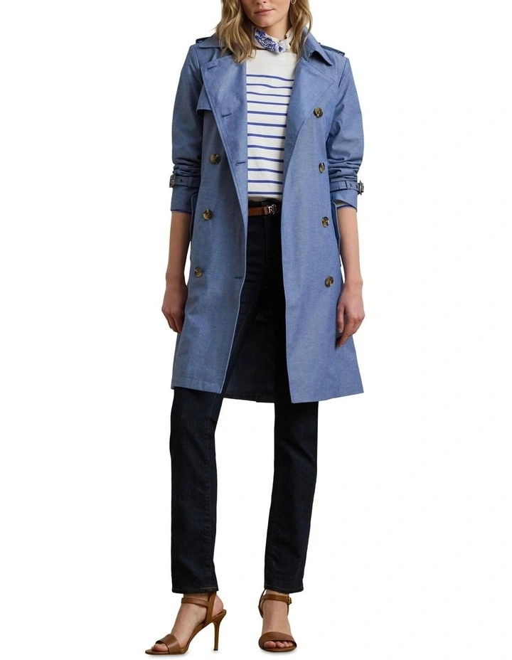 Double-Breasted Chambray Trench Coat image 3