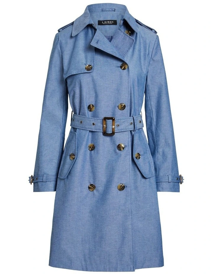 Double-Breasted Chambray Trench Coat image 4