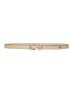 Pebbled Leather Skinny Belt