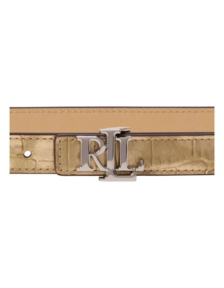 Logo Reversible Metallic Skinny Belt image 2