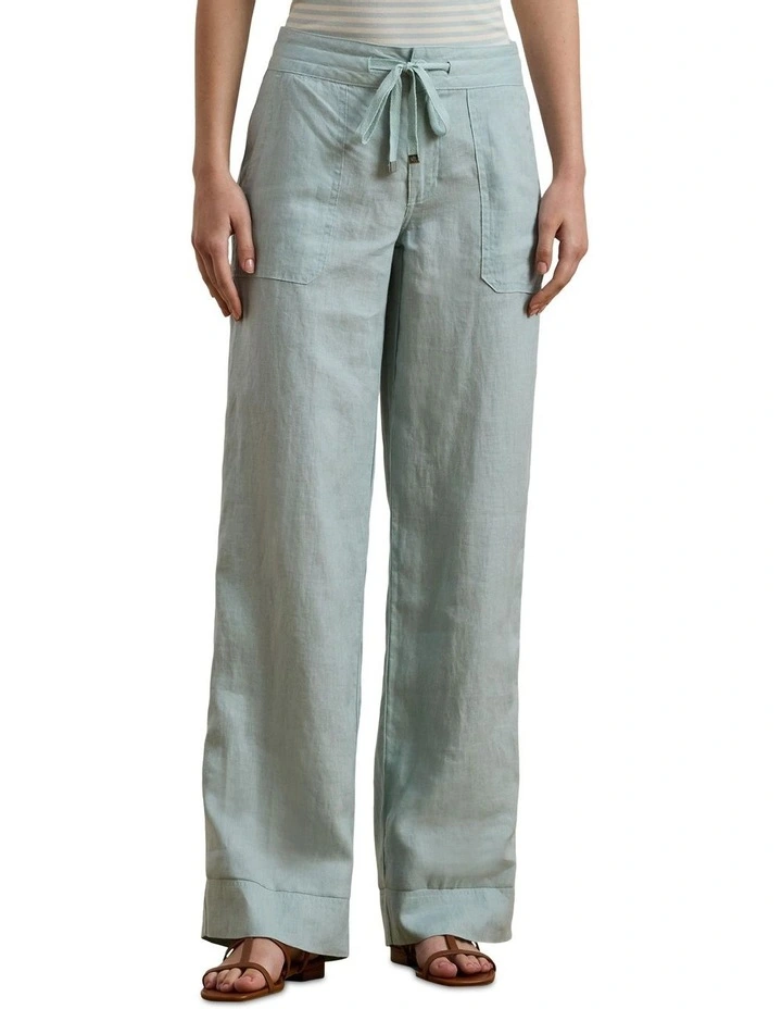Linen Wide-Leg Pant in Blue image 1