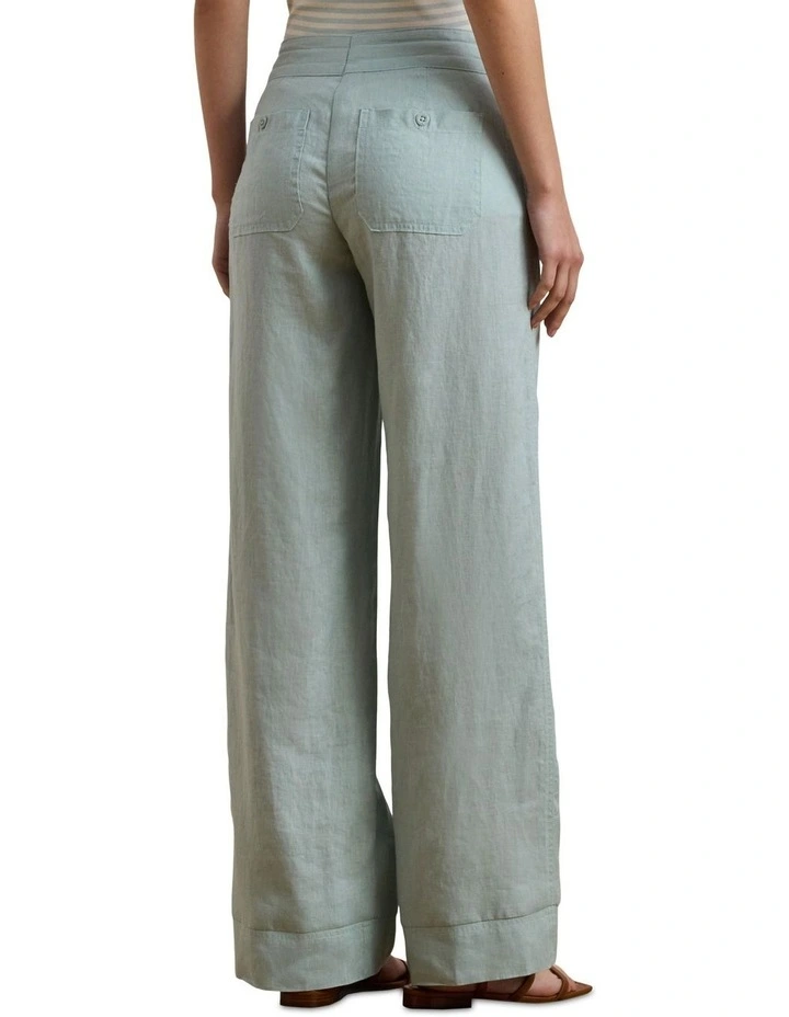 Linen Wide-Leg Pant in Blue image 2