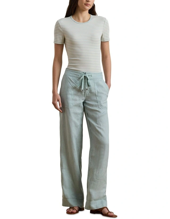 Linen Wide-Leg Pant in Blue image 3