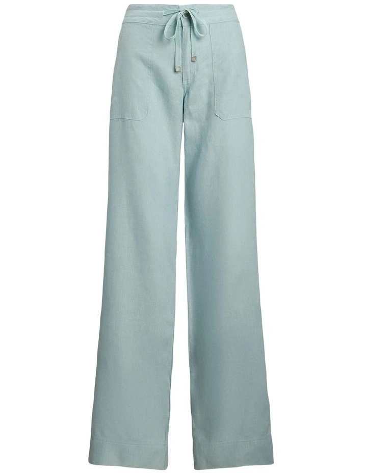 Linen Wide-Leg Pant in Blue image 4