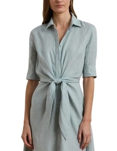 Tie-Front Linen Shirtdress