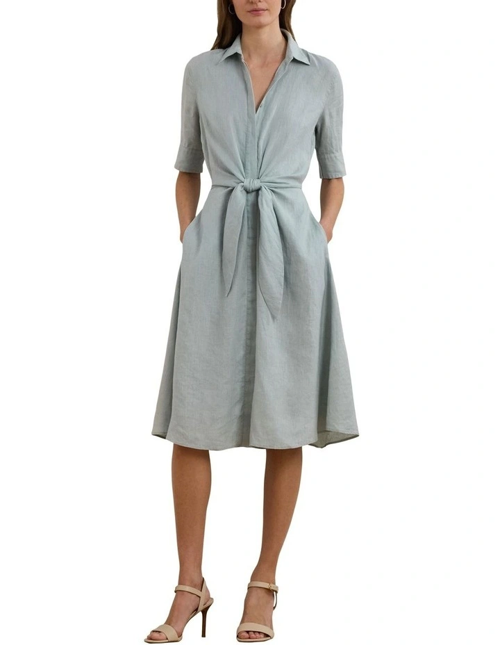 Tie-Front Linen Shirtdress image 3