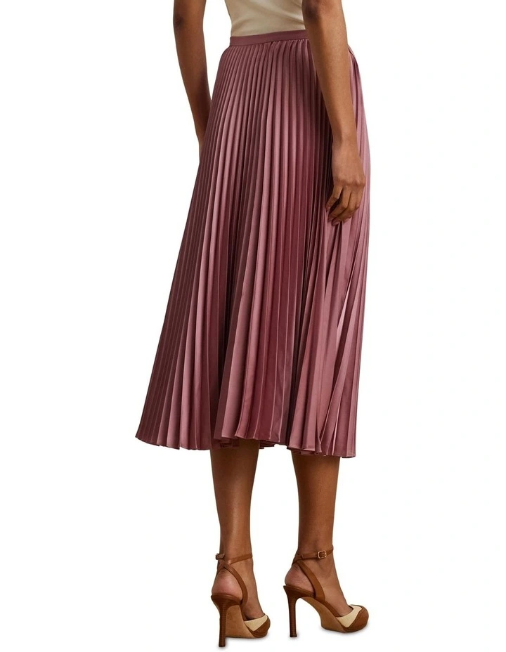 Pleated Satin Charmeuse Skirt in Pink image 2