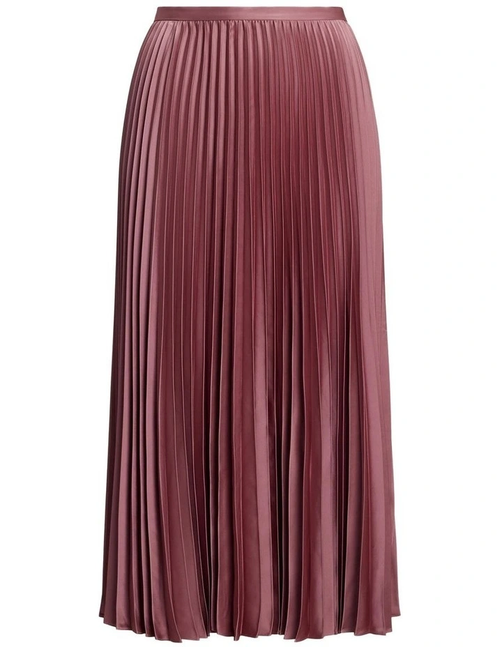 Pleated Satin Charmeuse Skirt in Pink image 4