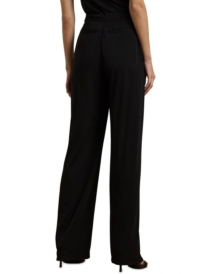 Pleated Stretch Jersey Wide-Leg Pant in Black image 2
