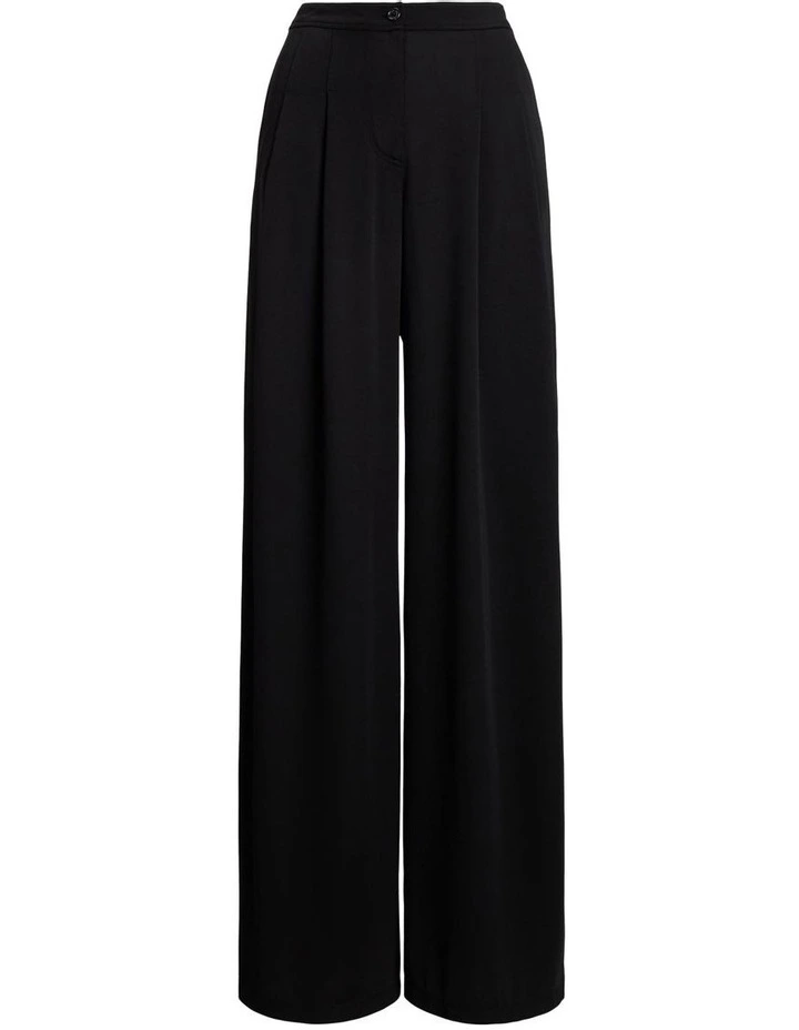Pleated Stretch Jersey Wide-Leg Pant in Black image 4