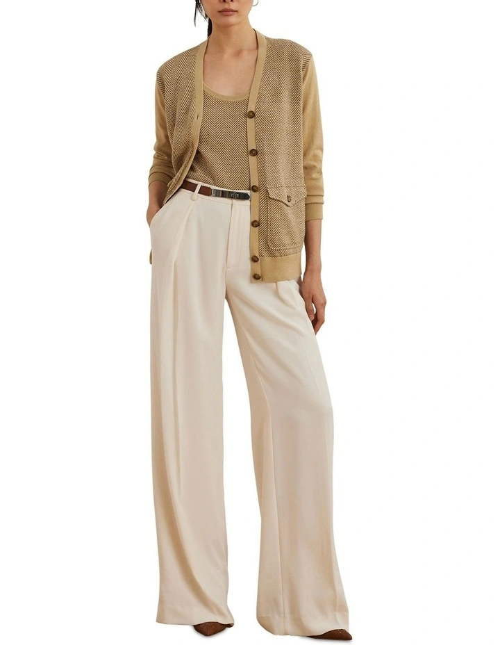 Herringbone & Jersey Sweater Tank Top in Brown image 3