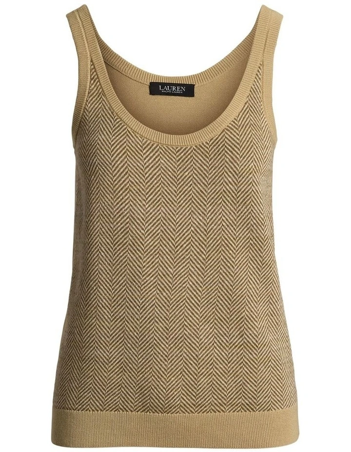 Herringbone & Jersey Sweater Tank Top in Brown image 4