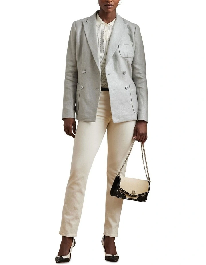 Pointelle-Knit Cotton-Blend Polo Sweater in Beige image 3