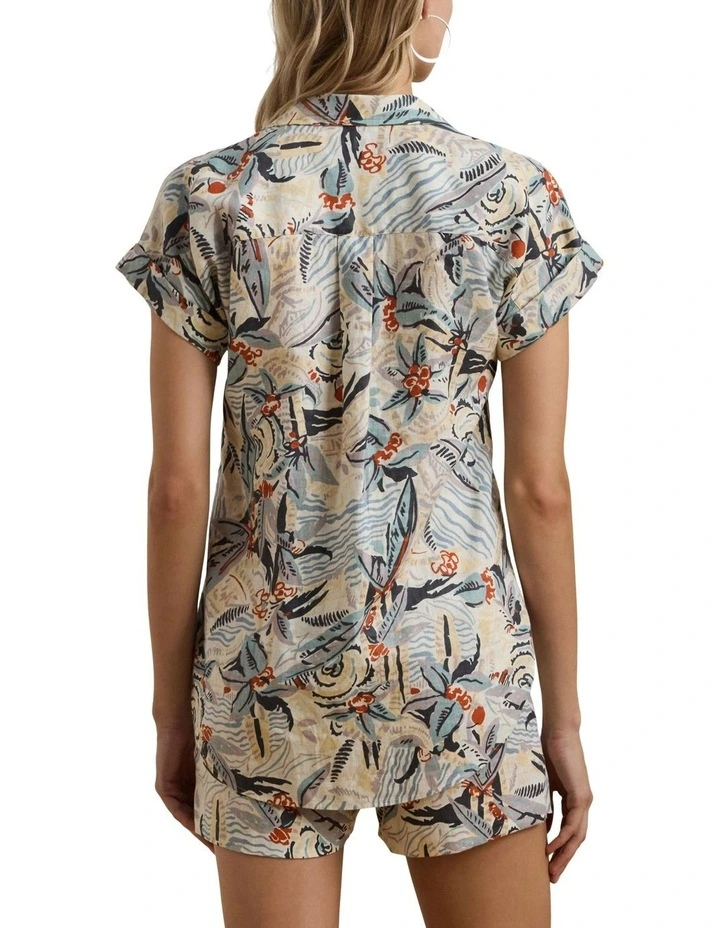 Relaxed Fit Print Short-Sleeve Shirt in White image 2