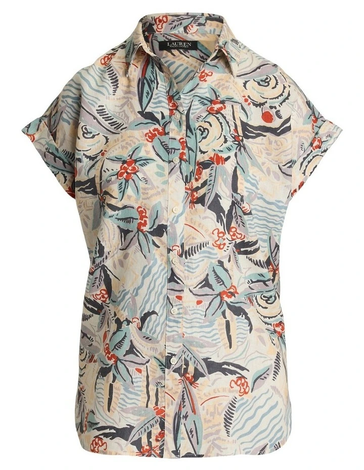 Relaxed Fit Print Short-Sleeve Shirt in White image 4