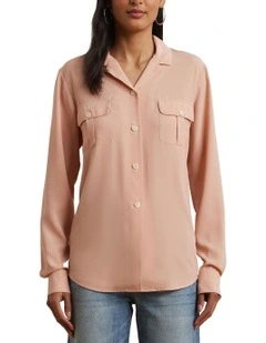 Relaxed Fit Crepe Shirt in Pink