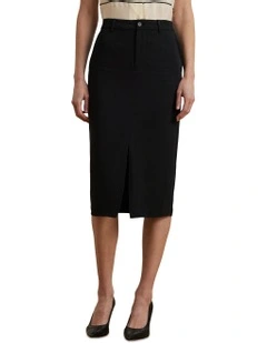 Stretch Cady Pencil Skirt in Black