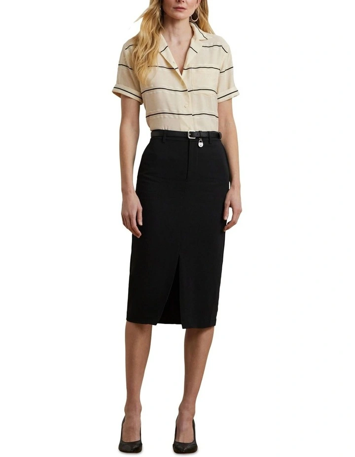 Stretch Cady Pencil Skirt in Black image 3