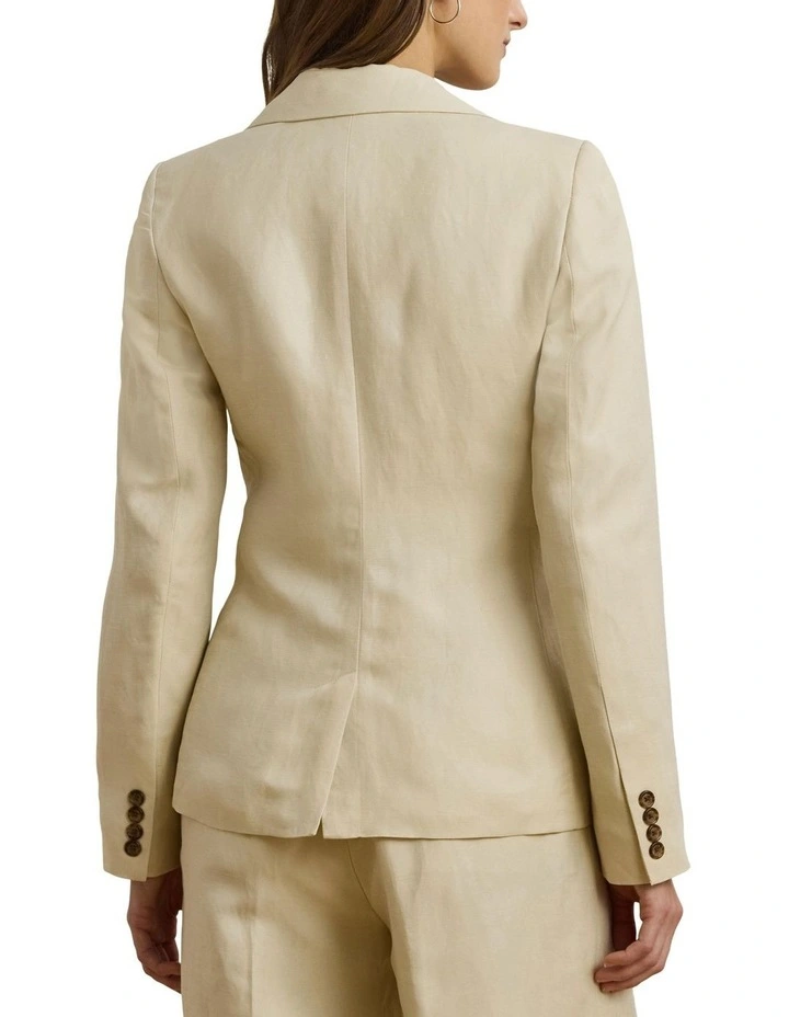 Linen-Blend Twill Blazer in Beige image 2