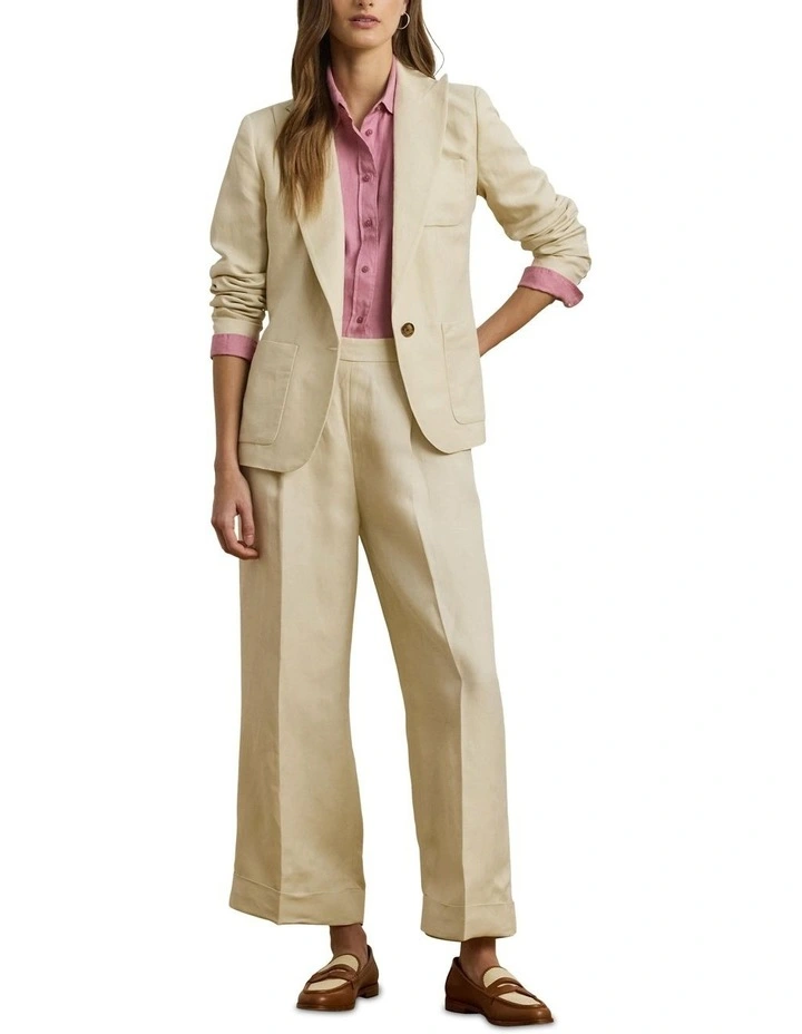 Linen-Blend Twill Blazer in Beige image 3