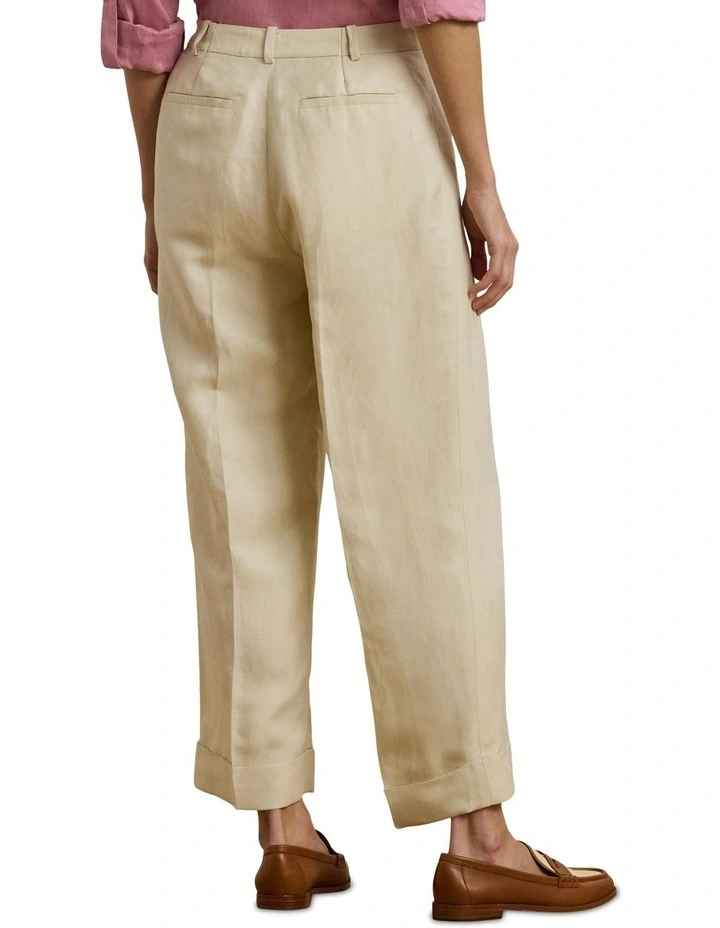 Linen-Blend Twill Wide-Leg Pant in Beige image 2