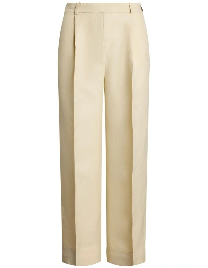 Linen-Blend Twill Wide-Leg Pant in Beige image 4