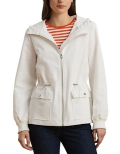 Full-Zip Hooded Jacket in Cream